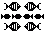 Voir le motif de grille de point de croix en taille relle: poisson,